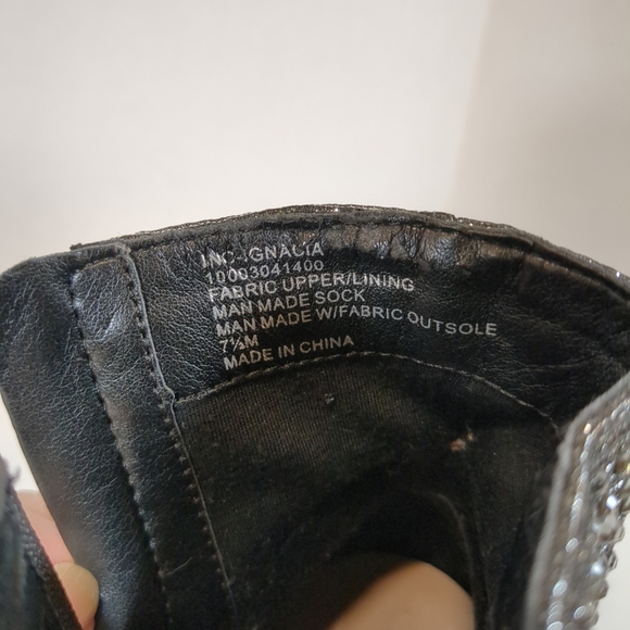 INC Ignacio womens pointed toe side zip rhinestone dark pewter boots size 7-1/2M - Picture 13 of 16